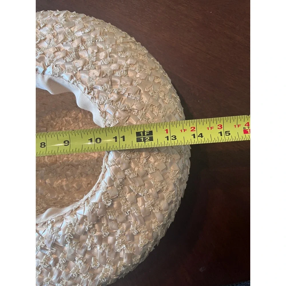 Belks Straw Sun Hat Womens 22 Cream Excellent Vintage 60s Wide Brim Ribbon Box